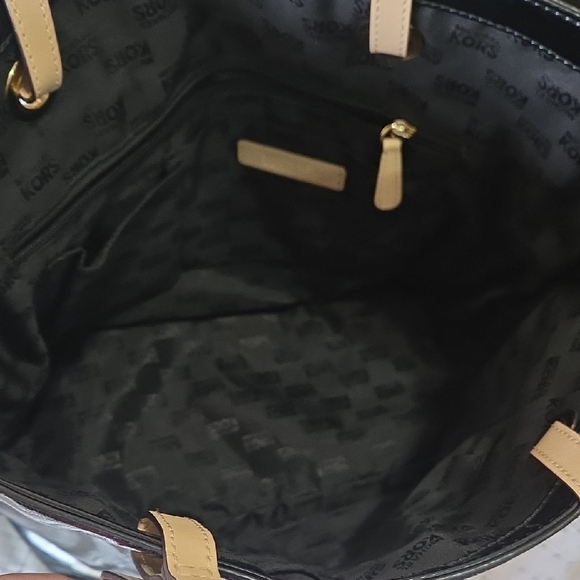 Michael Kors Black Patent Leather Tote with Gold Accents - Picture 8 of 16